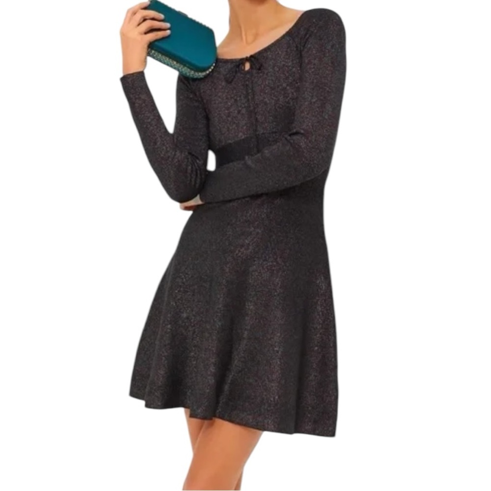 Tuckernuck Hyacinth House Black Shimmer Selena Knit Dress XS S XL